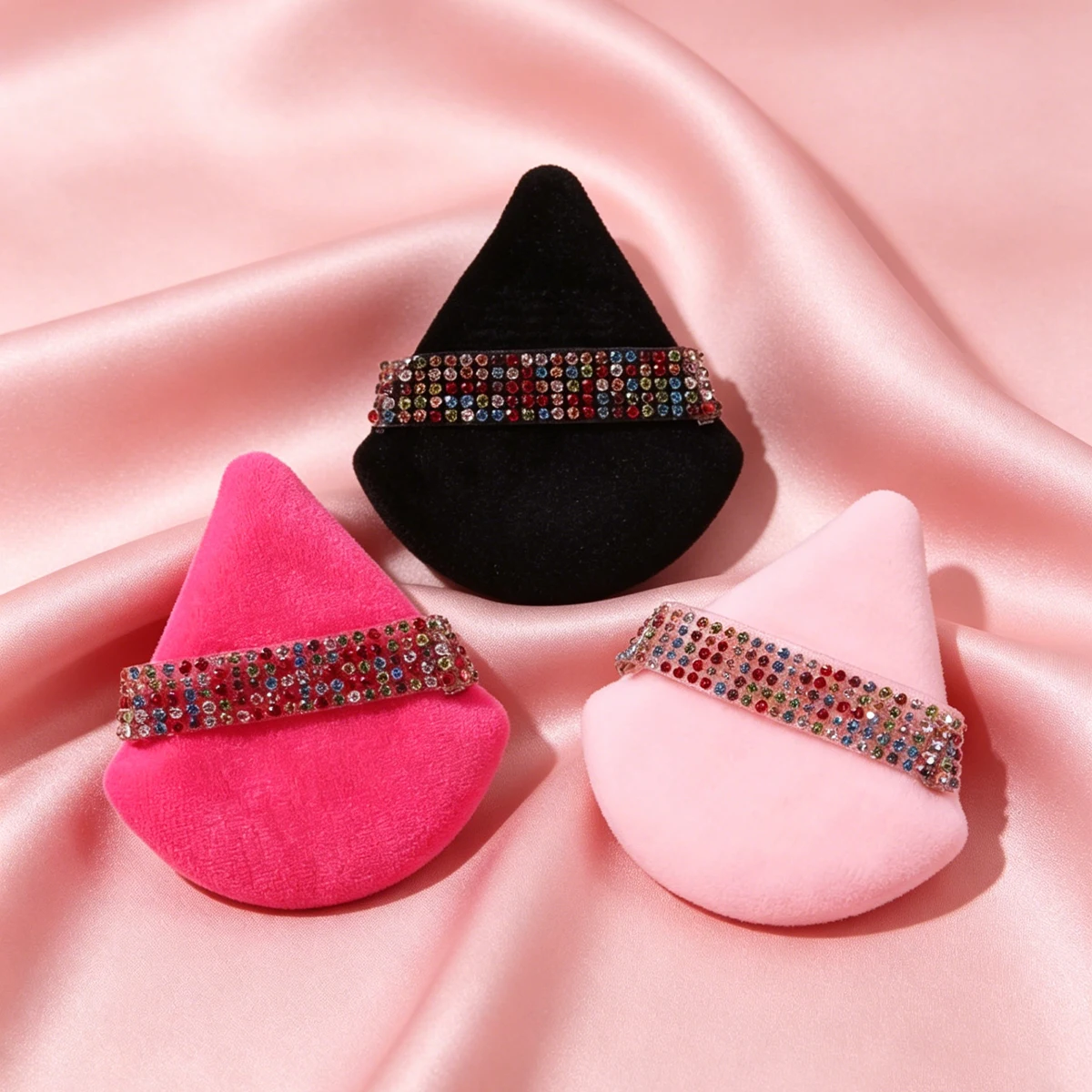 3er-Set Diamant-Dreieck-Puderquaste, Samt-Dreieck-Puderquaste, weiche, glatte Gesichts-Make-up-Tool, Make-up-Schwamm Image