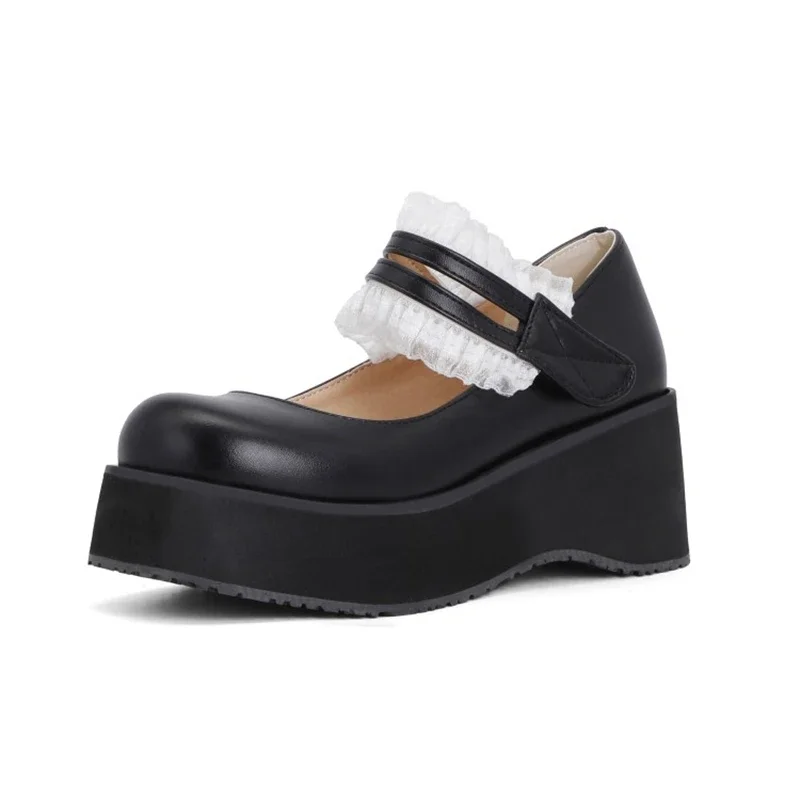 Zapatos De Mujer Frauen Schuhe Süße Mode Runde Kappe Keilabsatz Plattform Schnalle Lolita Schuhe Plus Größe Heels 44 45 46 T520