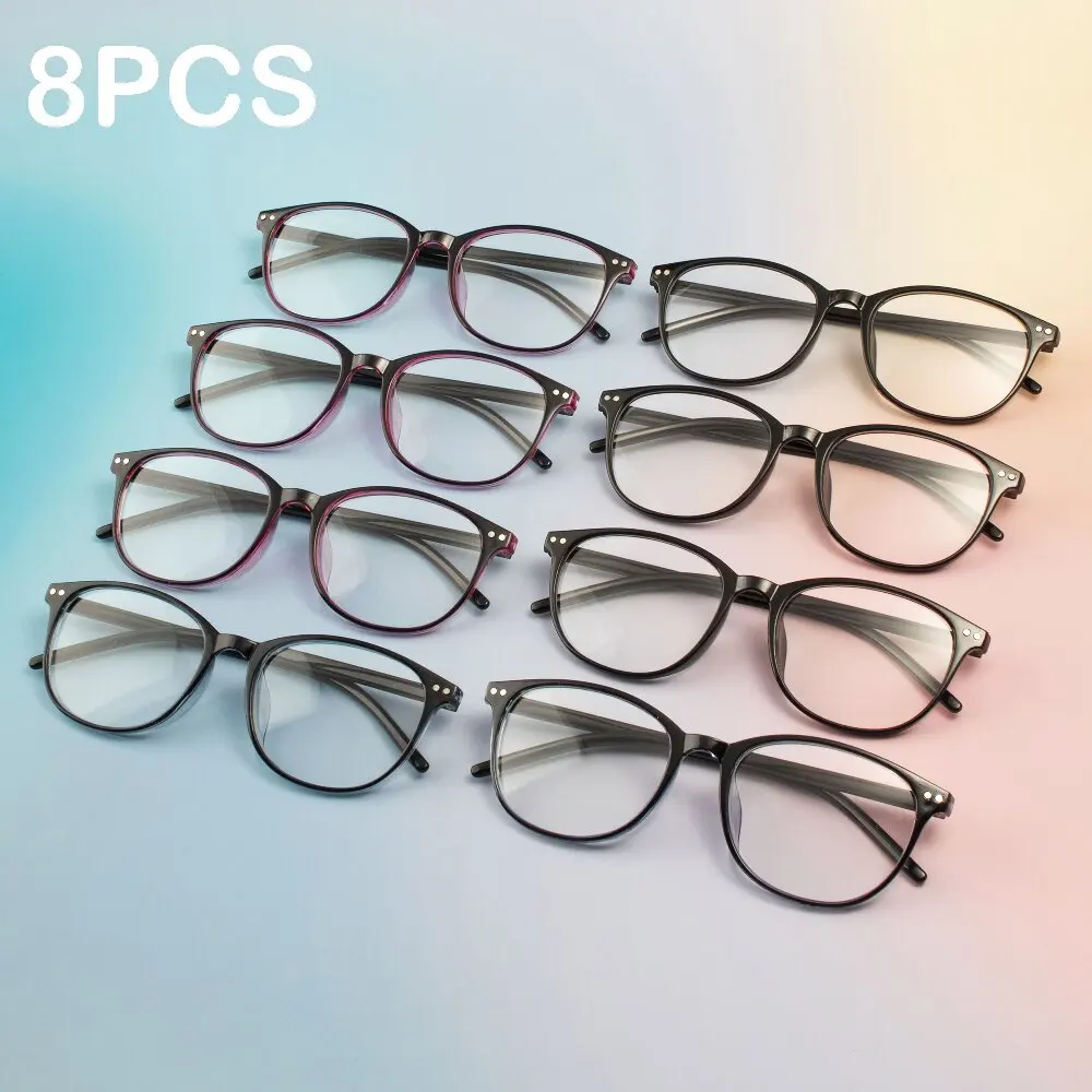 8 Stück Lesebrillen, leicht, gegen Überanstrengung der Augen, modische Computer-Presbyopie-Brille für Damen und Herren Image