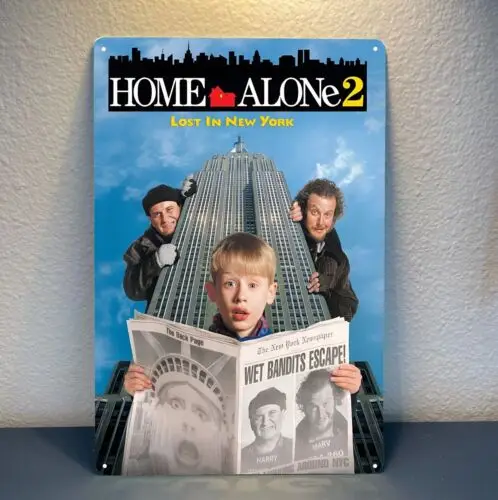 Home Alone 2 Lost In New York Film-Metallposter, Blechschild – 20 x 30 cm große Platte – Aluminium