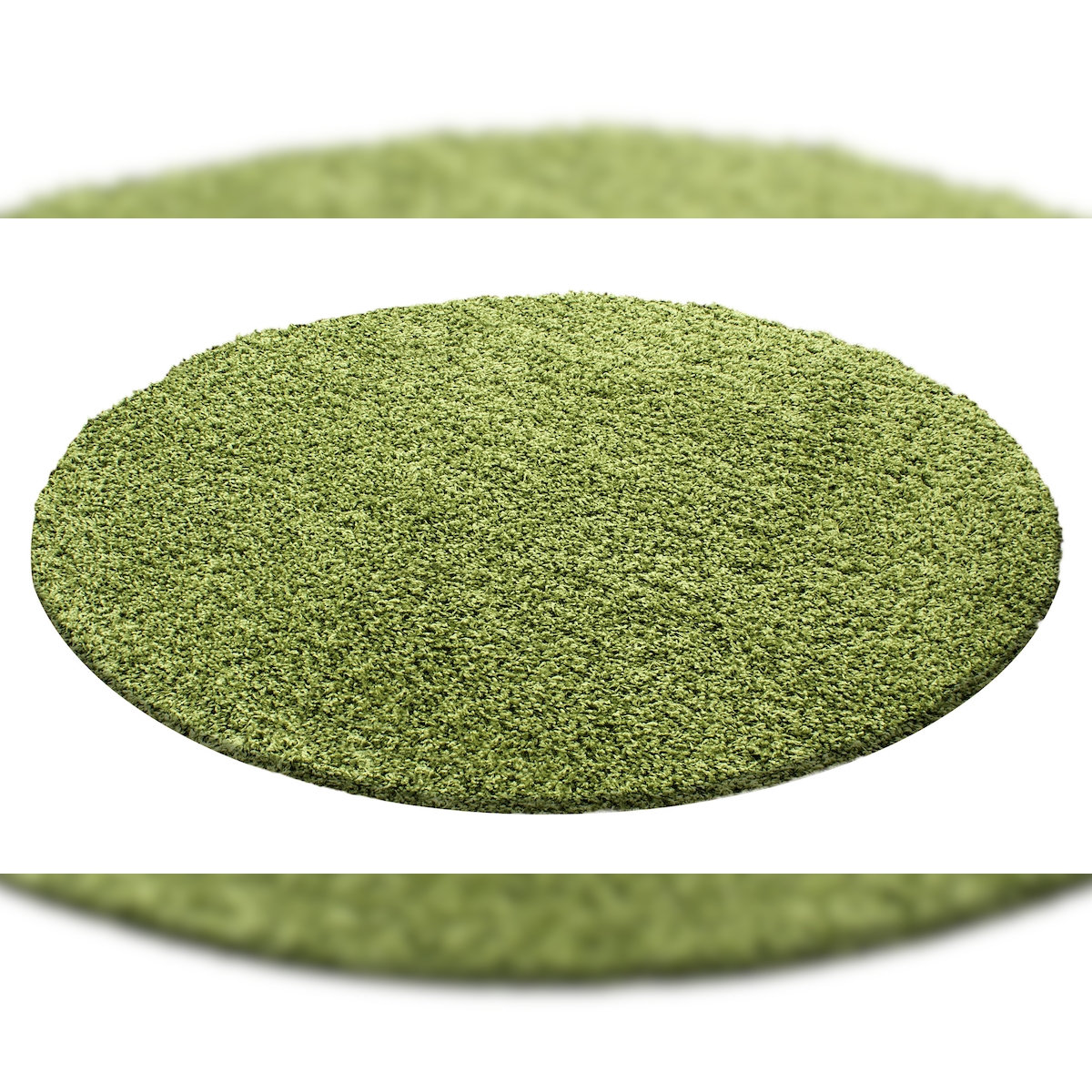 Teppich Waschbar Shaggy Uni Kuschelig Strapazierfähig Schlafzimmer Esszimmer Rund Grün 80x80 cm OEKO-TEX Gekettelt – RHEIN von Kadima Design Image