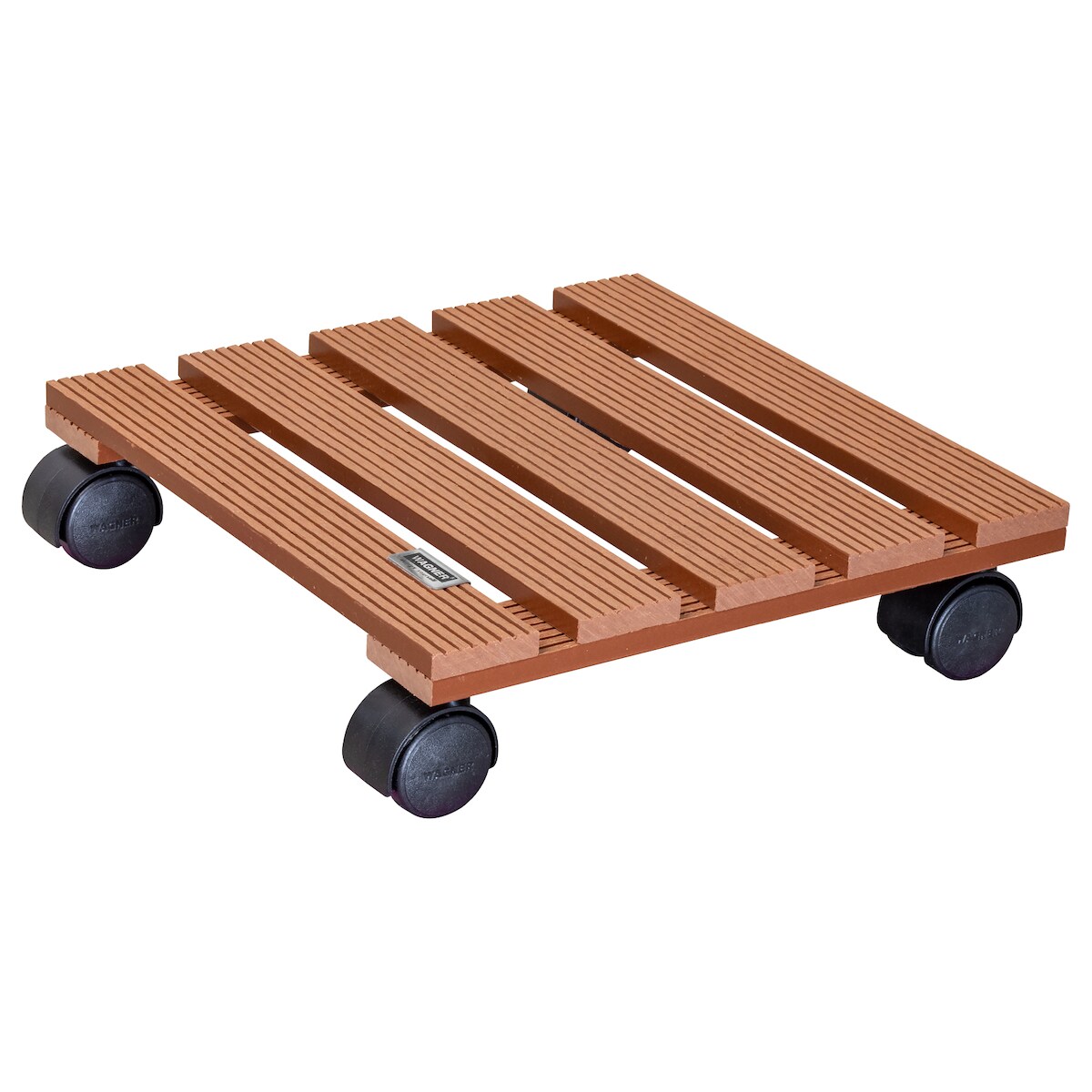 WAGNER Pflanzenroller WPC 29 x 29 x 8 cm, für außen & innen, terracotta, wetterfest, Tragkraft 60 kg - 20051001 Image