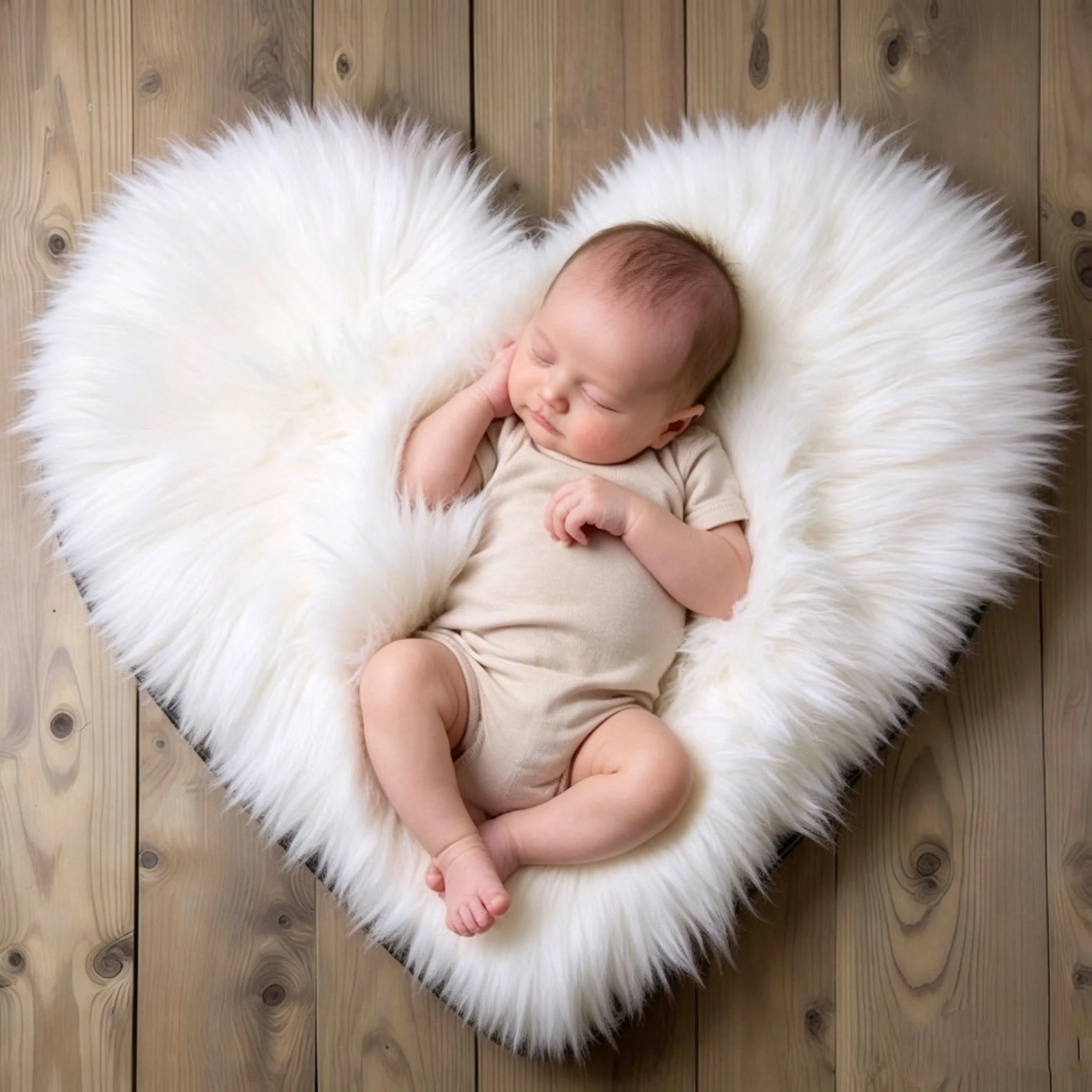 Ylsteed Neugeborenen-Fotografie-Requisiten, herzförmige Kunstfelldecke, weiche, flauschige Baby-Fotoshooting-Hintergrundmatte für Studio-HD Image
