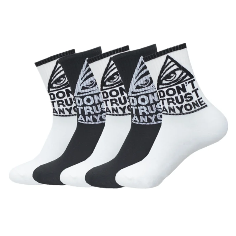 Eur Größe Baumwolle Modetrend Hip Hop schwarz weiß lustige Augen Unisex Männer Socken Straße Skateboard Jungen kausalen Sox Frühling Sommer