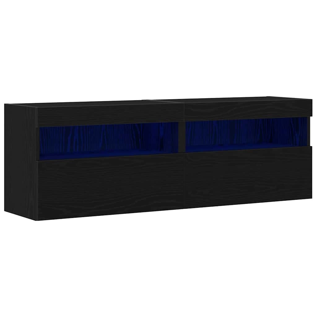 vidaXL TV-Wandschrank 2 pcs Schwarz Eichen-Optik 60 x 30 x 40 cm Image