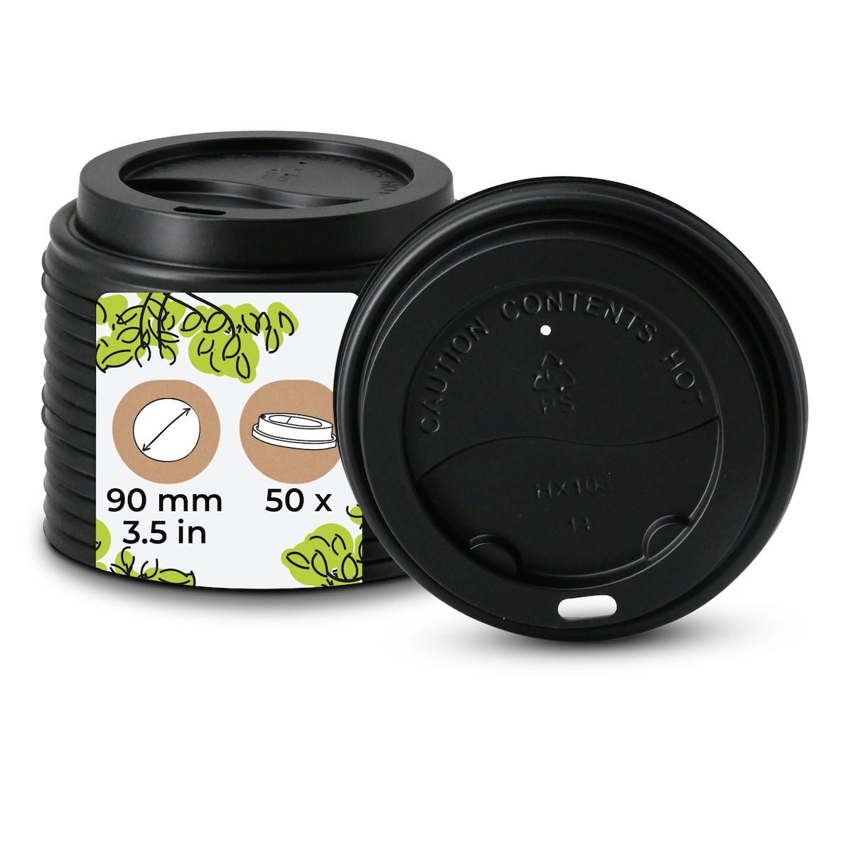 BIOZOYG 50 Stück Becherdeckel Coffee-to-go Deckel Kunststoffdeckel für Einwegbecher stapelbar recycelbar mit Trinköffnung lebensmittelecht Image