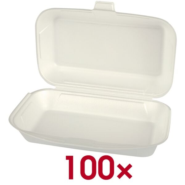 Papstar Einweg-Menüboxen mit Deckel, 100 Stück weiß, 24x7.5x13.3 cm