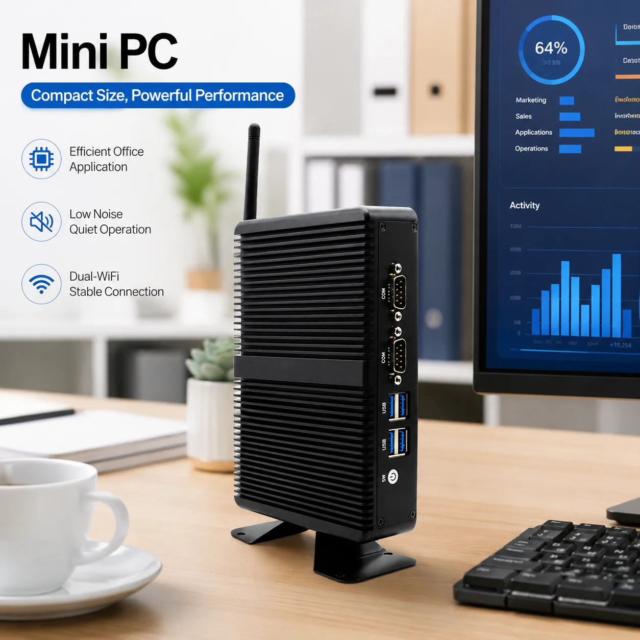 Fanless Mini PC Intel Core i5-4200U Dual LAN RS232 COM DDR3L Win10 Industrial Embedded Computer HTPC Office Mini Desktop PC