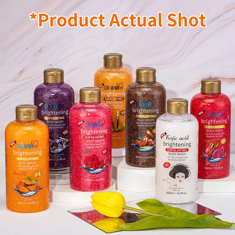 Rose lavande acide kojique AHA Gel douche nettoyage en profondeur éclaircir la peau gommage lavage du corps exfoliant soin du corps parfum soin de la peau