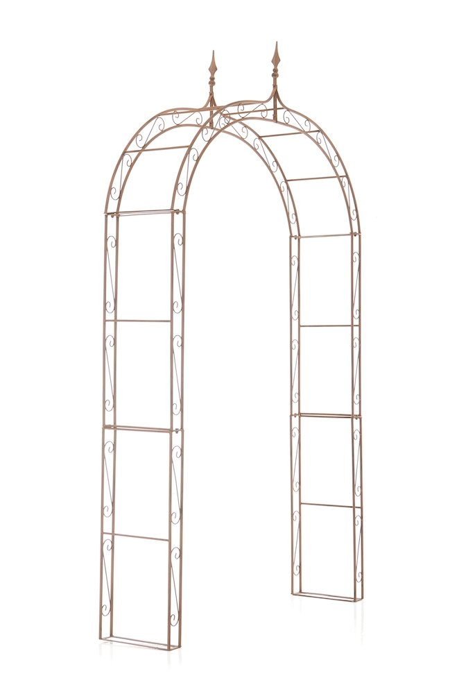Décoshop26 - Rosenbogen für Kletterpflanzen Gartendekoration 144 x 128 cm Metall in Antikbraun 10_0003937 Image