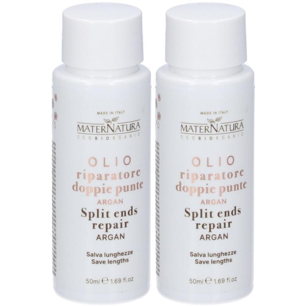 MaterNatura Olio Riparatore Doppie Punte Argan e Amamelide 2x50 ml