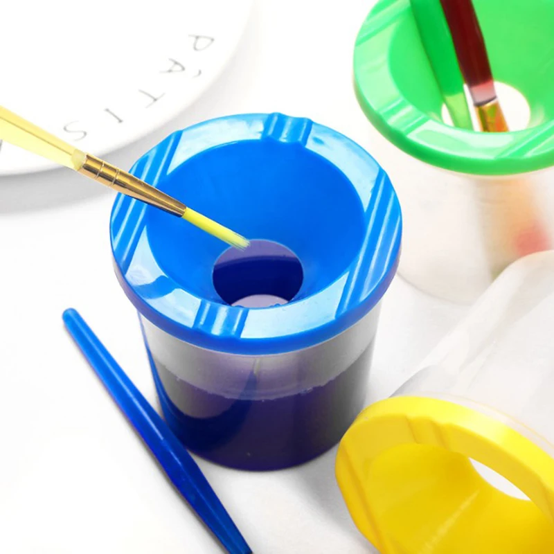 Gemalte Kunst Stift Wasch becher Kunststoff transparente multifunktion ale Stift Wasch eimer Aquarell Farbe Mal stift Wasch becher Image