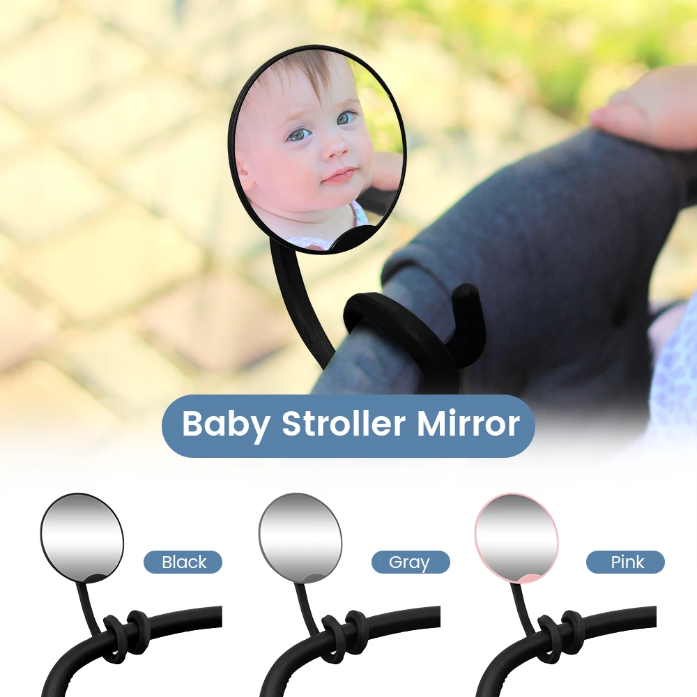 1 Stück Kinderwagenspiegel – 360° verstellbar ° Crash-geprüfter und bruchsicherer Kinderwagenspiegel mit Silikonbeinen – Siehe Baby's Face on Walks. Image