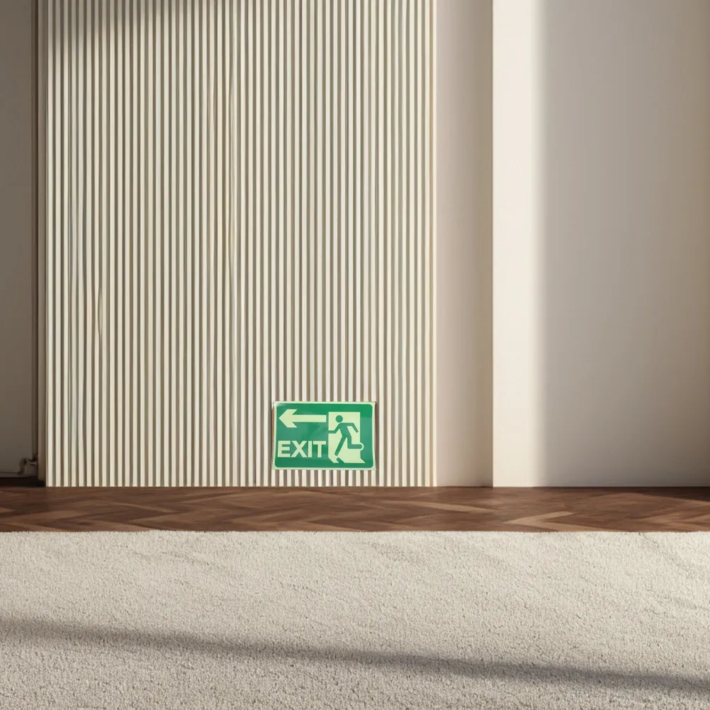4 Stück leuchtende Ausgangsschilder-Aufkleber, im Dunkeln leuchtend, selbstklebend, Sicherheits-Evakuierungsanzeige, Notfall-Richtungsleitsystem für den Innenbereich Image