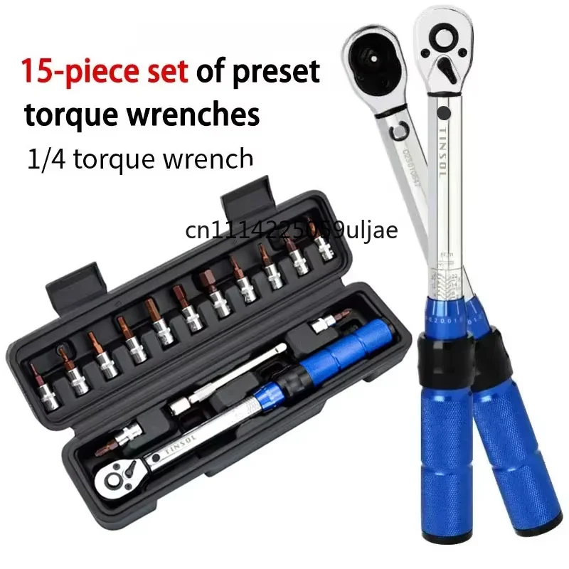 15-teiliges Drehmomentschlüssel-Set, 1/4 Zoll, 2–24 Nm, bidirektionaler Fahrrad-Sechskantschlüssel, professionelles Wartungs- und Reparaturwerkzeug für Auto und Motorrad