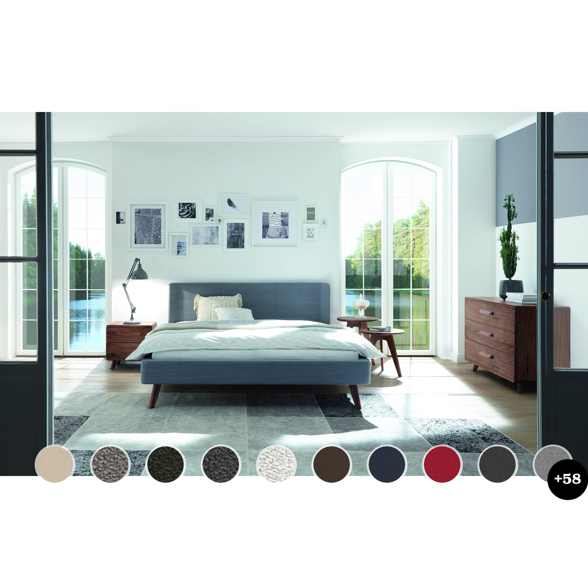 Hasena Dream-Line Bettrahmen Sole 18/4S 160x200 cm / PK4 Echtleder 513 falda Image
