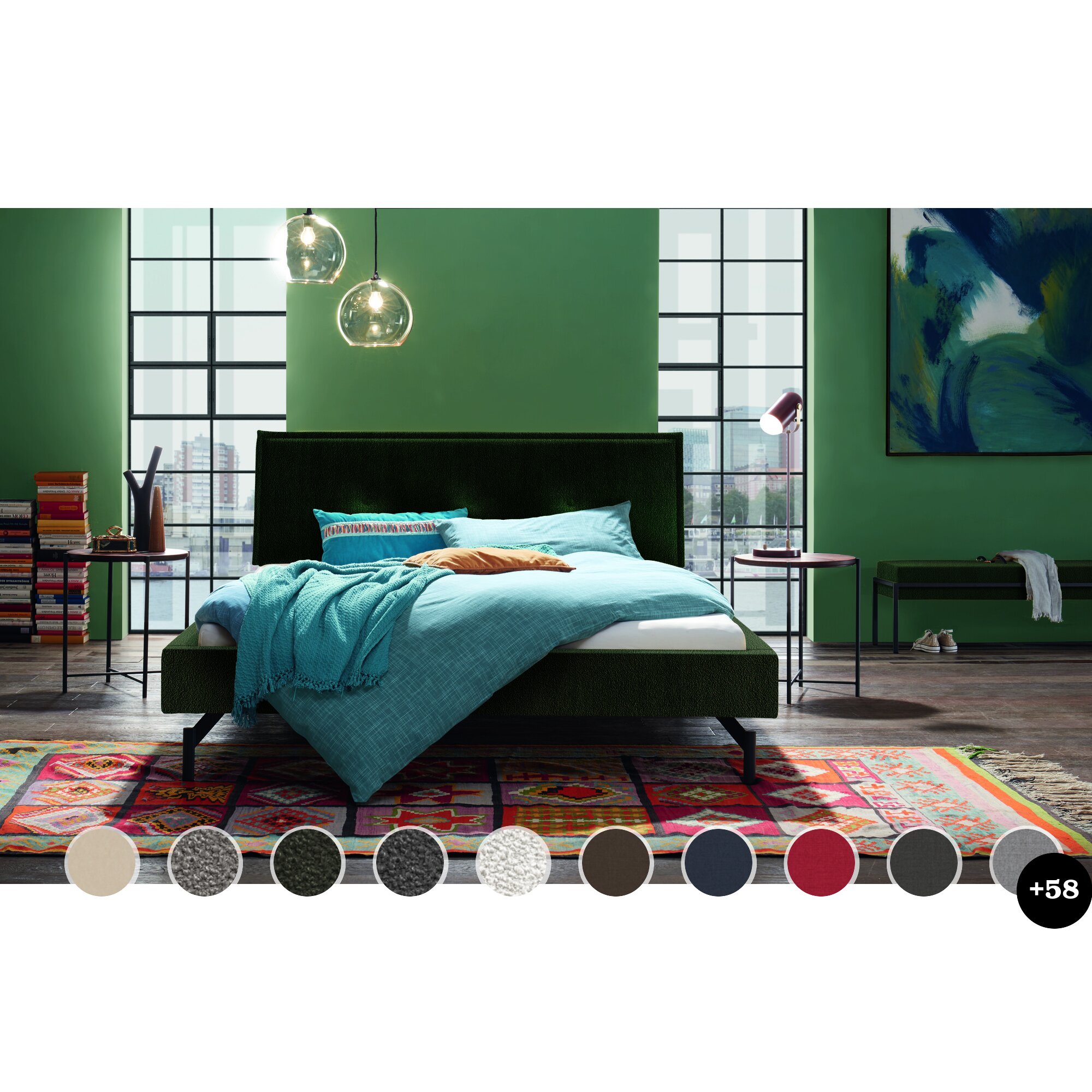 Hasena Dream-Line Bettrahmen Moon 18/3S 200x200 cm / PK4 Echtleder 506 ecru Image