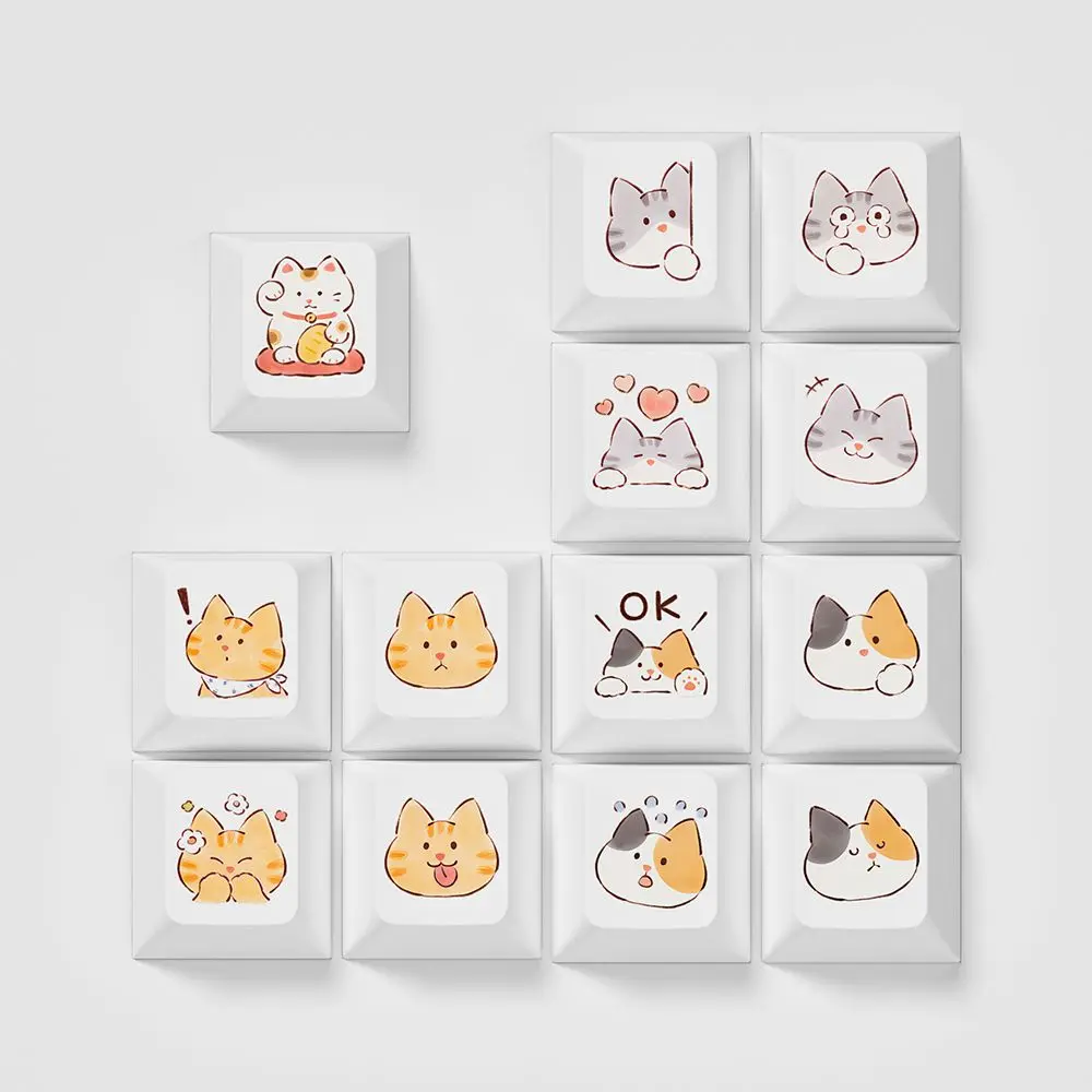 4 Stück niedliche Katzen-personalisierte Tastenkappen, Cartoon-ESC-Gaming-Tastenkappe für MX Switch mechanische Tastatur, Tastenkappe, Geburtstagsgeschenk Image