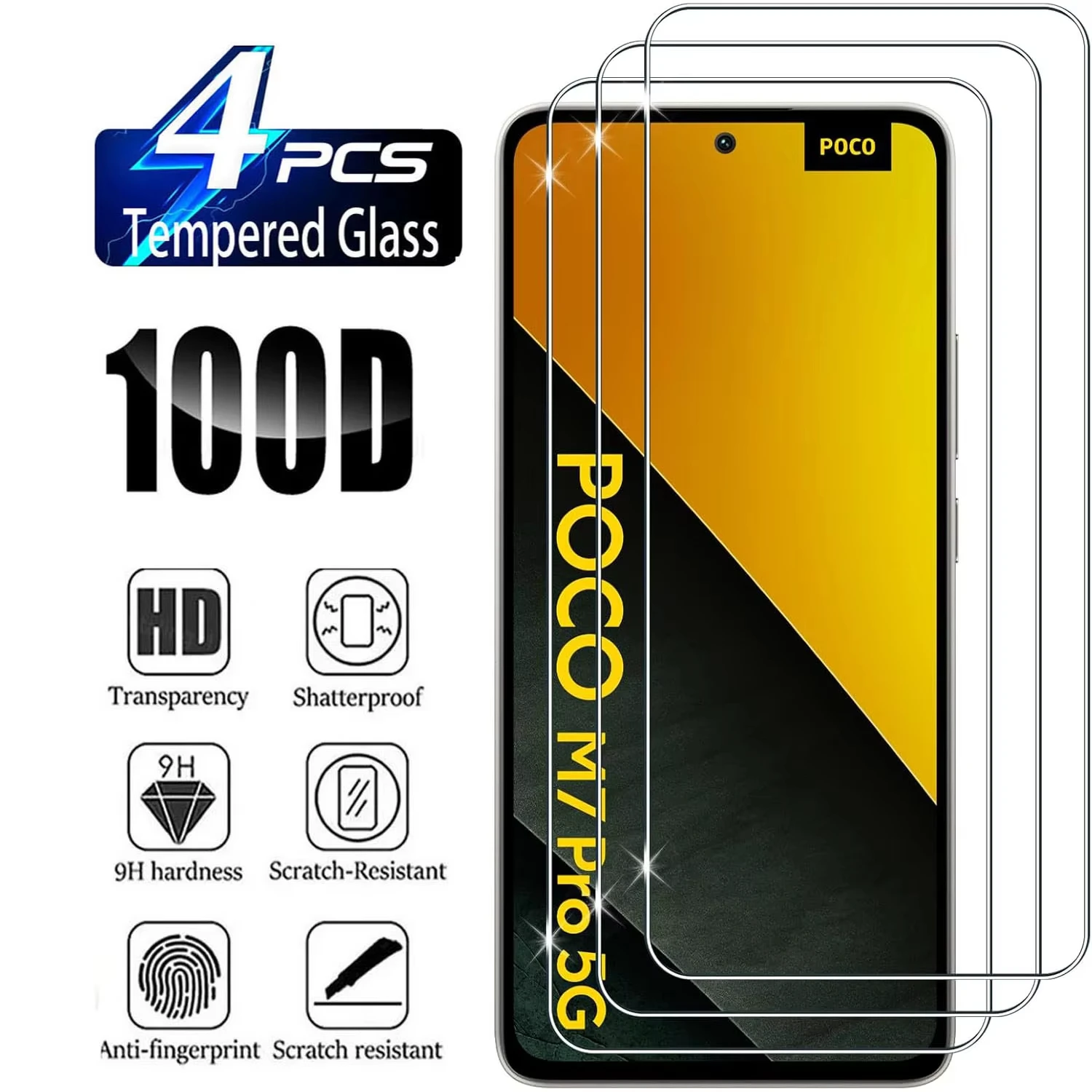 4 Teile/satz Gehärtetem Glas Für Xiaomi Poco M7 Pro 5G M6 M5 M5S M3 Screen Protector Poco X7 Pro X6 x5 X3 NFC F7 F6 F5 F3 C65 C55 C51 Image