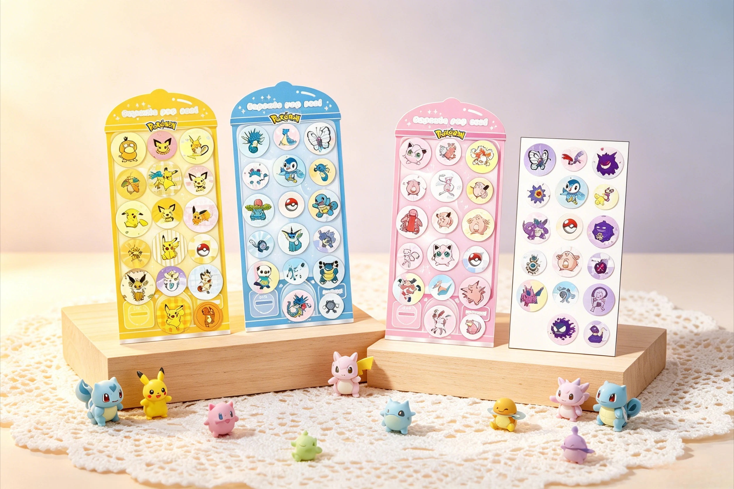Klassische Pocket Monster Kristall-Epoxy-Aufkleber Pikachu Psyduck Gengar Runde Puffy-Sticker DIY Scrapbook Handyhüllen-Zubehör Image