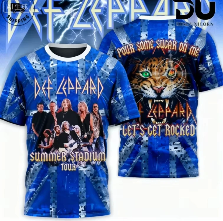 Britische Heavy Metal Enthusiasts Tour 3D-Druck T-Shirt Männer Frauen Mode Große Größe Hip Hop Kurzarm Tops T-Shirts Herrenbekleidung