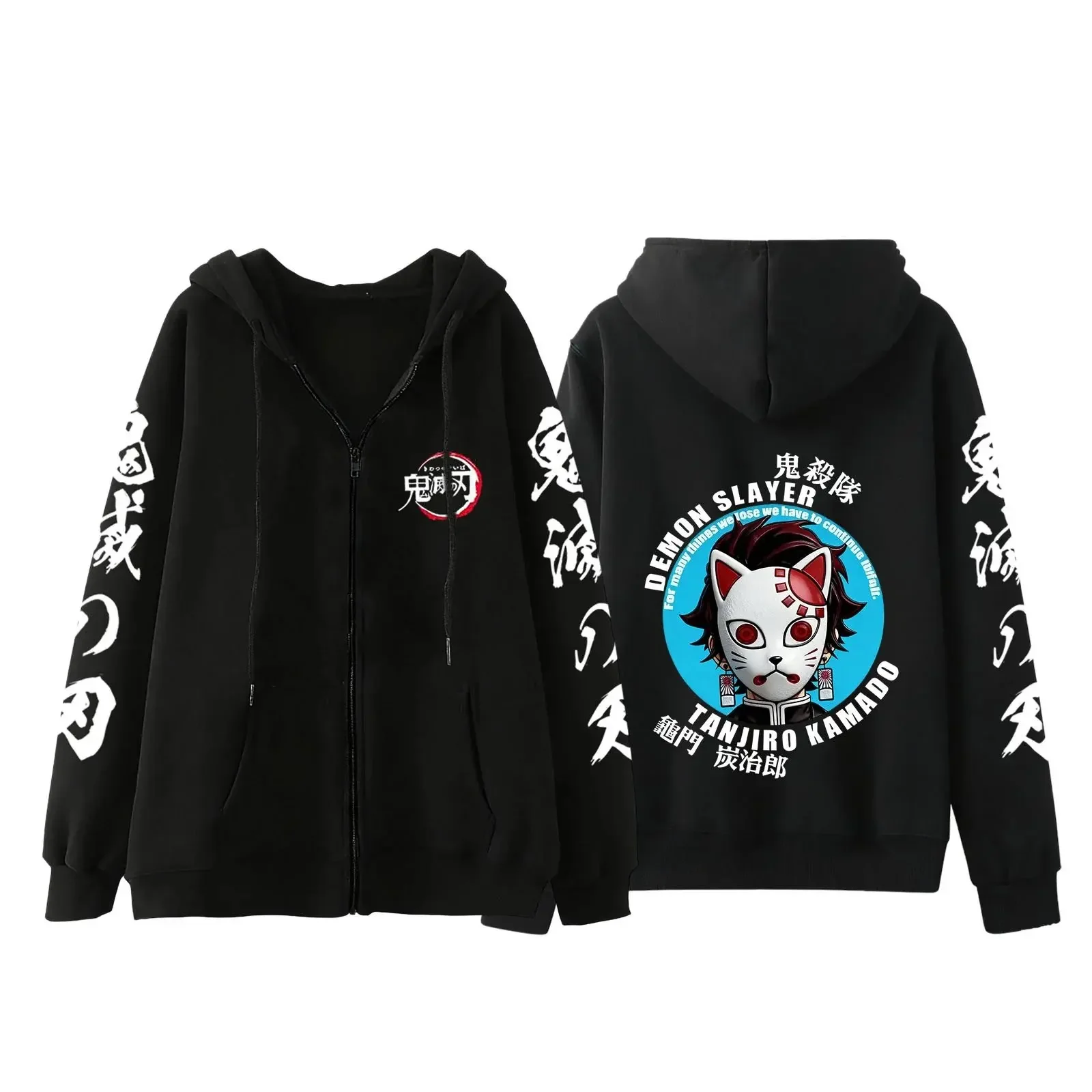 2026 neue Dämon Slayer Anime Hoodie Zip Up Jacke Nezuko Tanjiro Druck Männer Frauen Casual Sweatshirt Streetwear winter Cosplay Image
