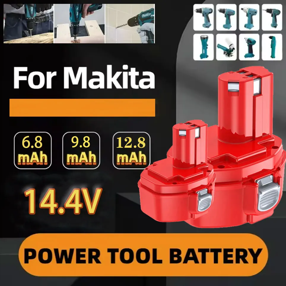 14,4V 6800mAh Ersatz-PA14 14,4 Batterie, Ni-MH Akku für Makita 1420 1422 1433 1434 1435 1435F 192699-A Image