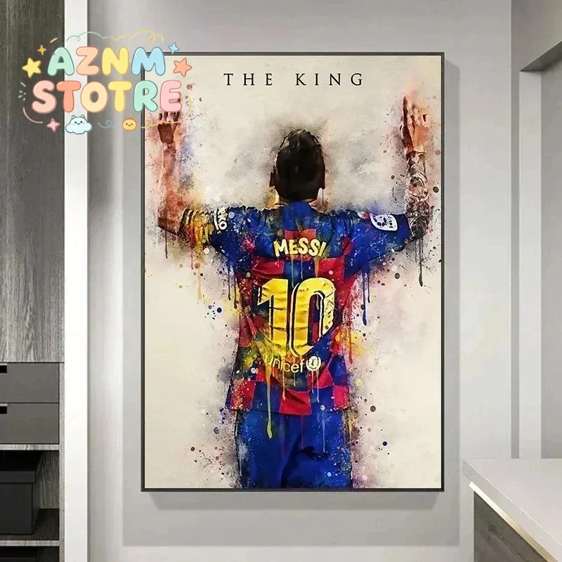 Messi-Fußballstar-Poster, dekoratives Gemälde, Leinwandgemälde, moderne Wandkunst für Zuhause, Gér Soumis Raumdekoration, ästhetisch Image
