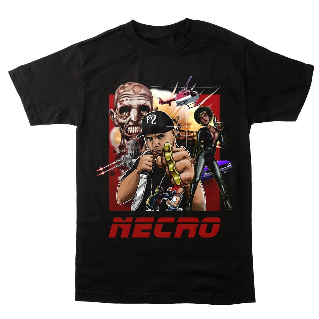 Violent Comic Collage Graphic T-Shirt Necro Underground Hip Hop Art Schwarz 100 % Baumwolle Unisex T-Shirt