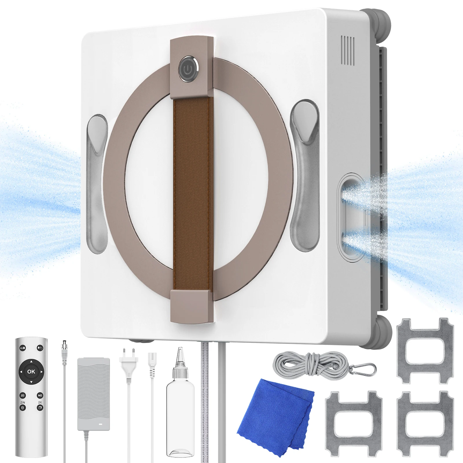 Robot nettoyeur de vitres avec pulvérisateur, appareil ménager intelligent à télécommande, forte aspiration pour le lavage des fenêtres et des murs, pulvérisation d