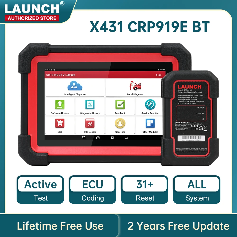 DE LAUNCH X431 CRP 919X BT Auto-Diagnosegerät OBD2-Scanner mit Aktivtest ECU-Codierung CANFD DOIP 31+ Reset DBScar VII VCI Image