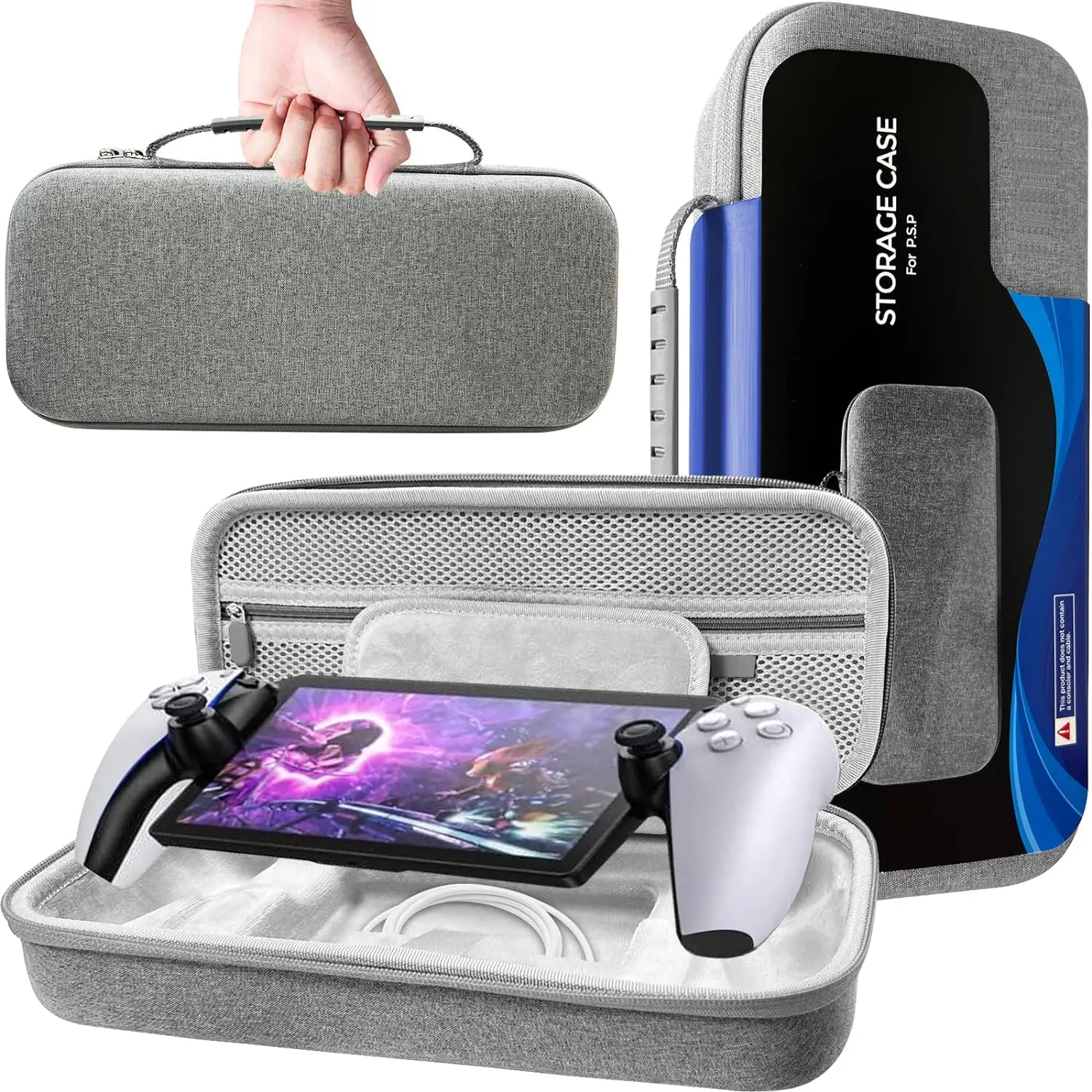 DOBE Carrying Case TP5-3552 for Playstation Portal Eggshell Series Handle,EVA Shockproof Protective Handheld Travel Bag
