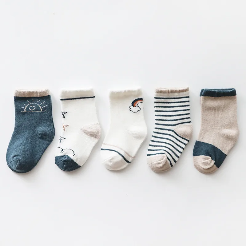 Neue 5 Paare/los Infant Baby Socken Winter Herbst Baby Socken für Mädchen Baumwolle Neugeborenen Baby Jungen Socken Kleinkind Baby Jungen Zubehör Image