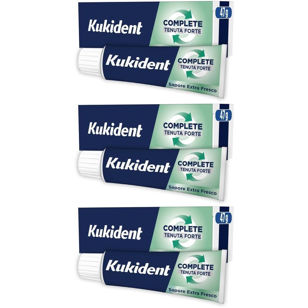 Kukident Complete Extra Fresco Crema Adesiva per Dentiere 3x47 g