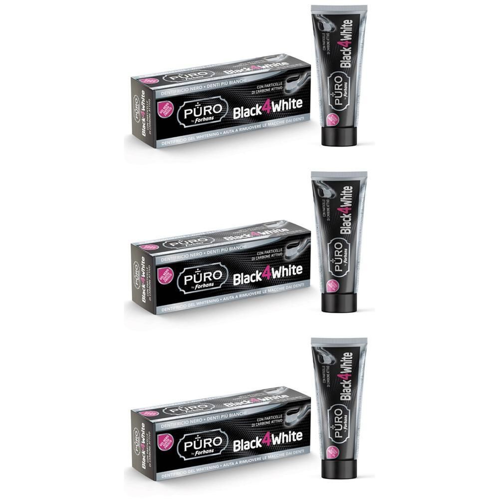 Forhans Black4white Dentifricio Gel Puro 3x75 ml dentale
