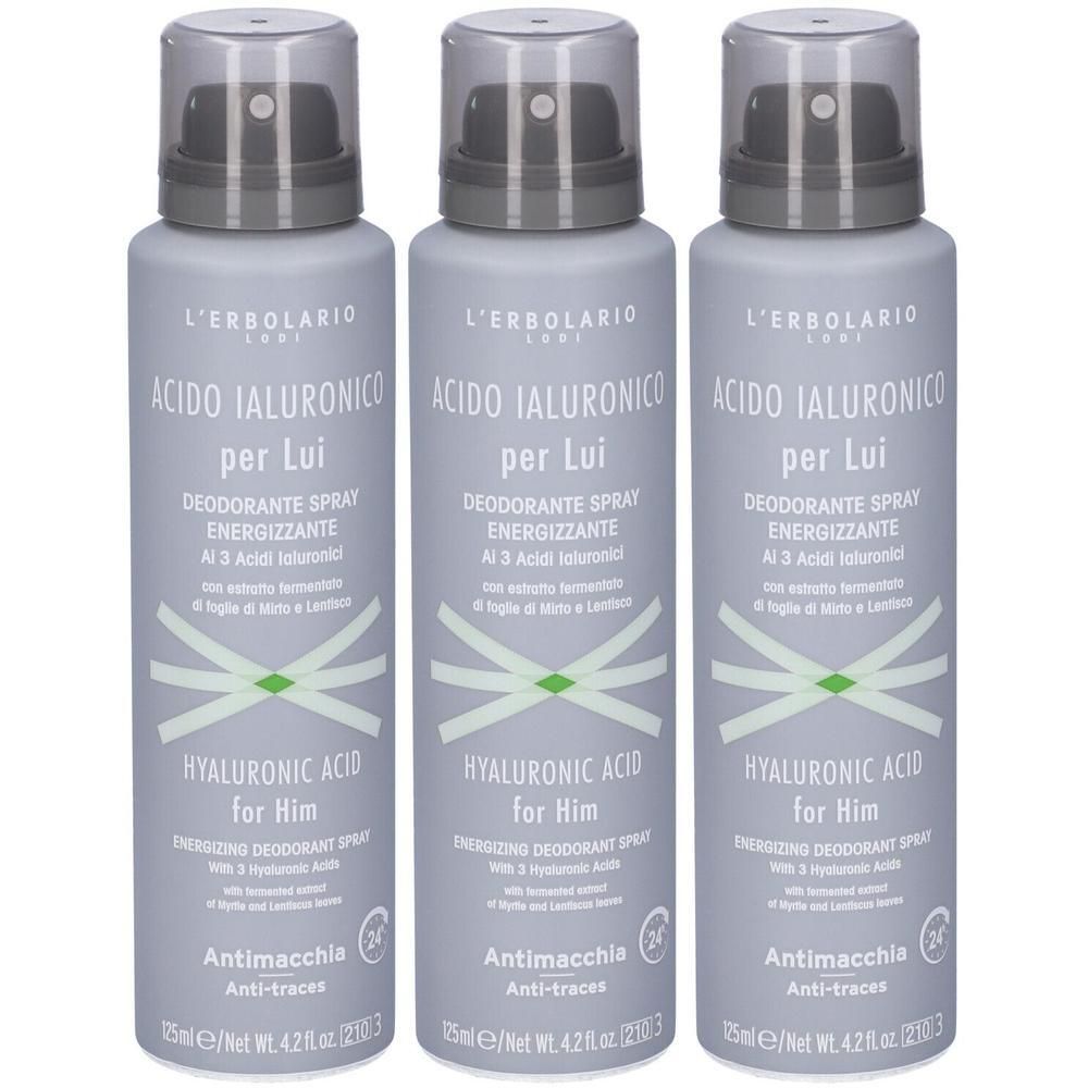 L`Erbolario Deodorante Spray Acido Ialuronico per Lui 3x125 ml