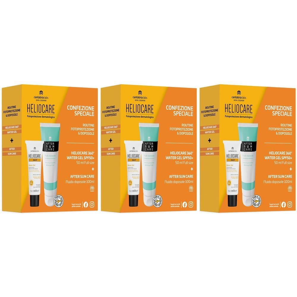 Heliocare 360° Water Gel SPF50+ + After Sun Care Formato Viaggio 3x(50