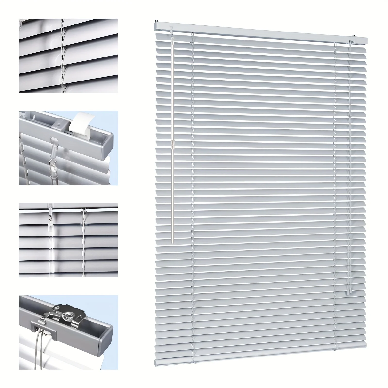 Sekey Klemmjalousie, Jalousie ohne Bohren, Aluminium-Jalousie, Fensterjalousie, Montagematerial Blenden, Frei hängend Image