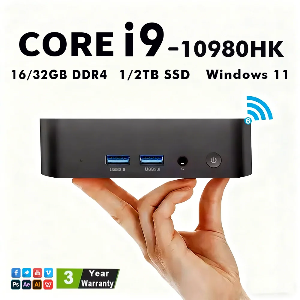 2026 Mini-PC Windows 11 Pro Intel i9-10980HK/N150 32GB DDR4 1TB SSD PC Gamer Computer Dual WIFI 6 BT5.2 4K HD Gaming Desktop