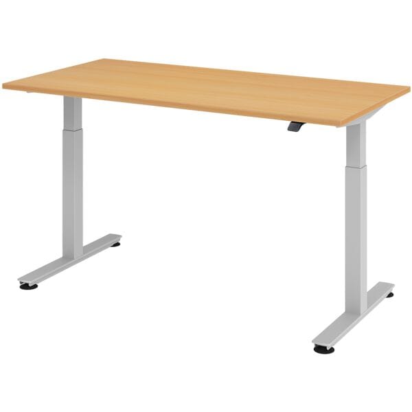 HAMMERBACHER Schreibtisch höhenverstellbar (elektrisch) »Alicante« 160 cm Gestell silberfarbe Buche/Silber, 160x120x80 cm