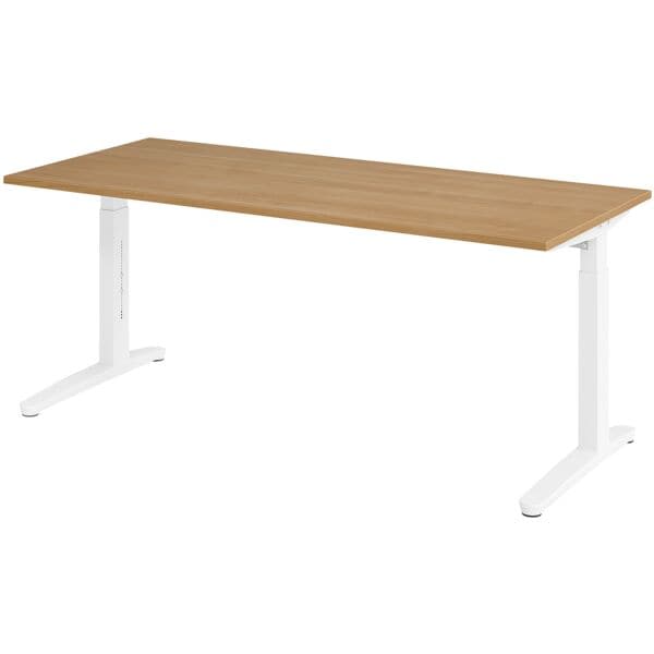 HAMMERBACHER Schreibtisch höhenverstellbar (manuell) »Alicante« 180 cm Gestell weiß Kufe weiß Nussbaum/ Weiß, 180x85x80 cm