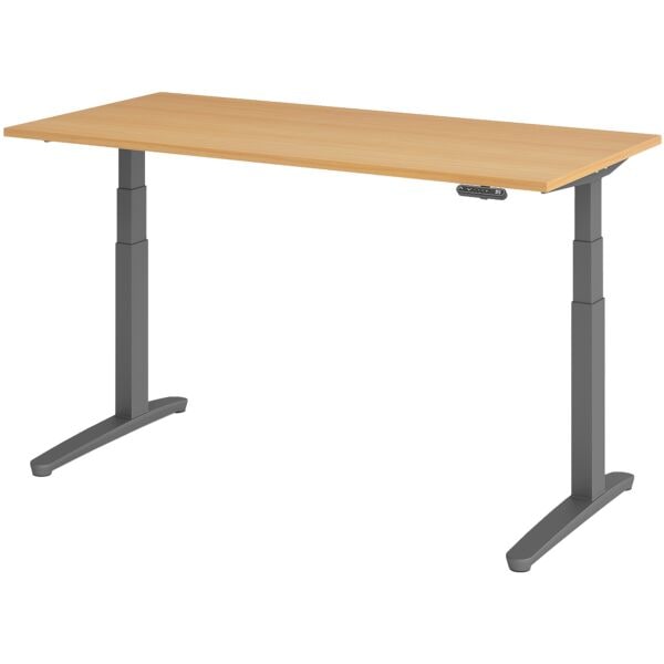 HAMMERBACHER Schreibtisch höhenverstellbar (elektrisch) »Alicante« 160 cm Gestell graphitfarb Buche/ Graphit, 160x129x80 cm