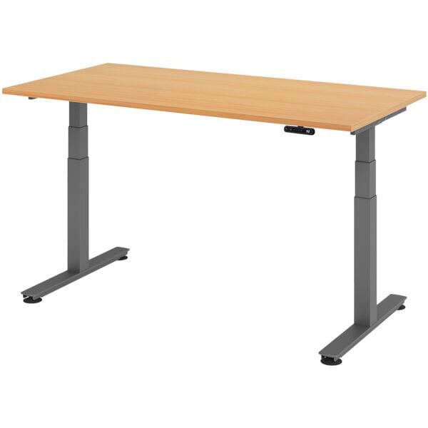HAMMERBACHER Schreibtisch höhenverstellbar (elektrisch) »Alicante« 160 cm Gestell graphitfarb Buche/ Graphit, 160x127x80 cm