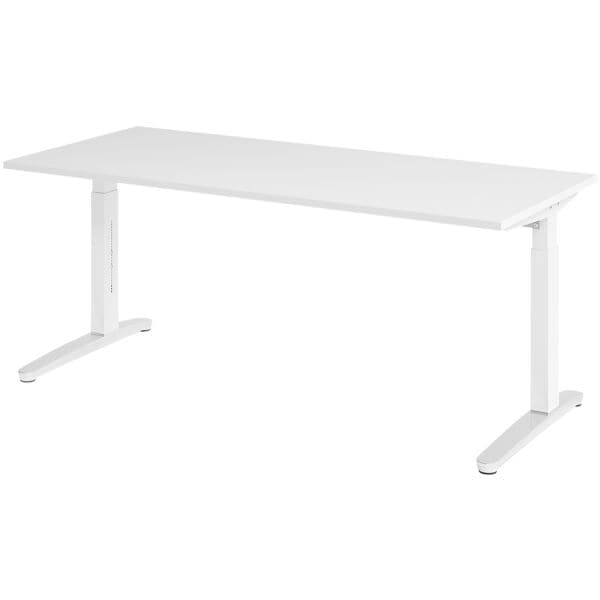 HAMMERBACHER Schreibtisch höhenverstellbar (manuell) »Alicante« 180 cm Gestell weiß Kufe poli Weiß/Weiß, 180x85x80 cm