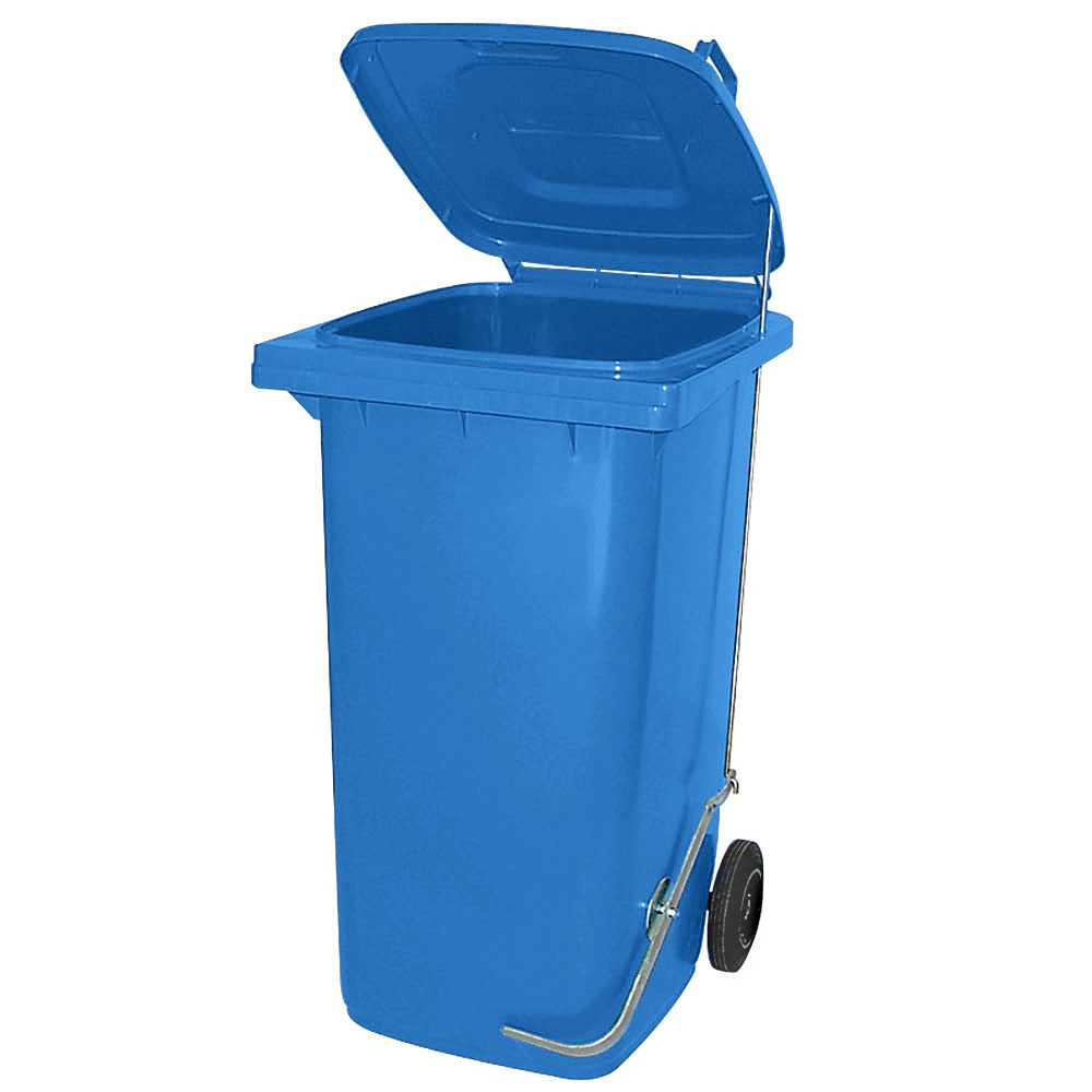 BRB 120 Liter Mülltonne/Müllgroßbehälter, blau, mit Fußpedal für handfreie Bedienung Image