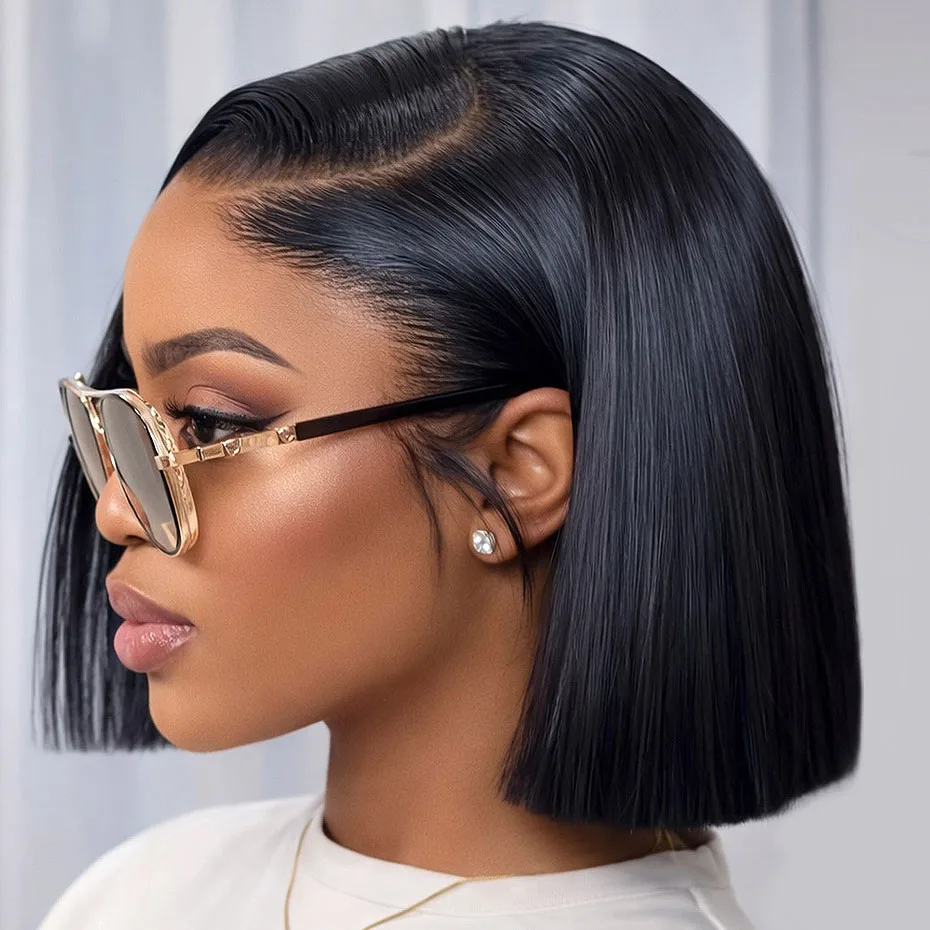 13x6 13x4 Lace Frontal Perücken aus 100% Echthaar, 250-300 Dichte, 2x6 5x5 Klebefreie Perücke, Super Double Drawn Bob-Perücke für schwarze Frauen Image
