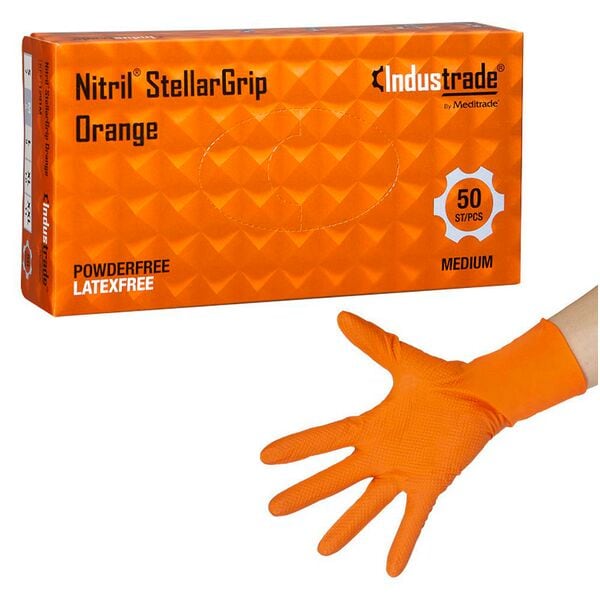 Meditrade 50 Einmalhandschuhe »Nitril® StellarGrip Orange« Größe M