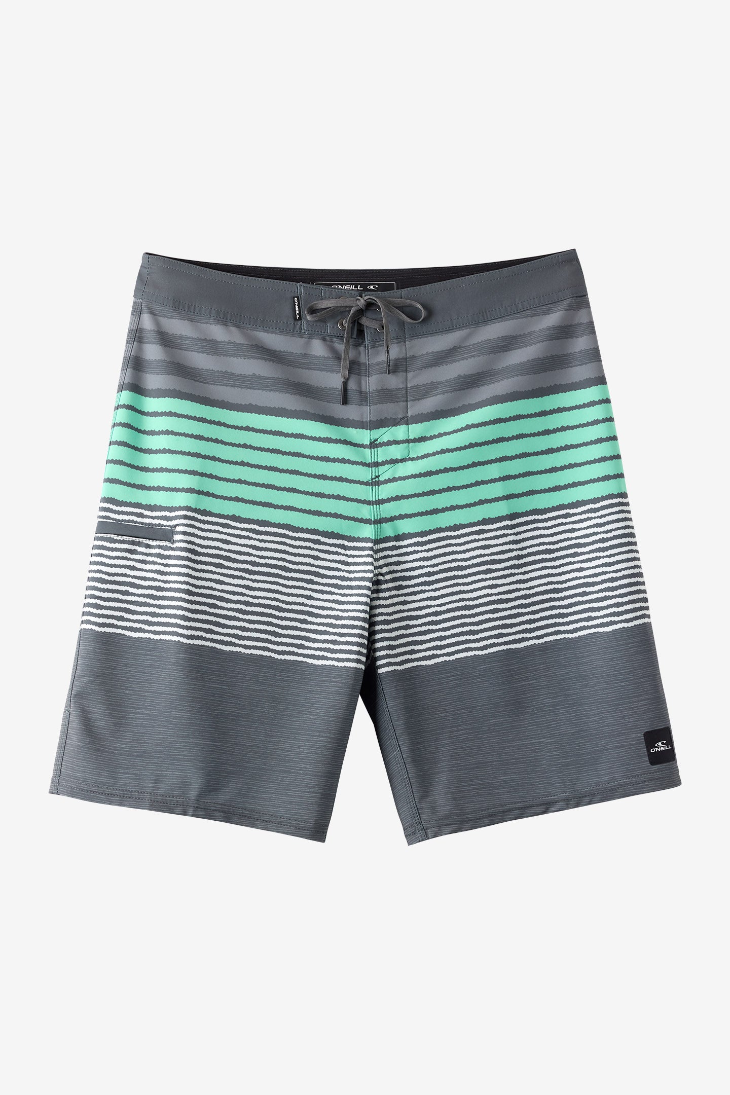 O'Neill Men's Hyperfreak Heat Stripe 20"" Board Shorts in Dark Shadow, Size 34, Elastane/Polyester