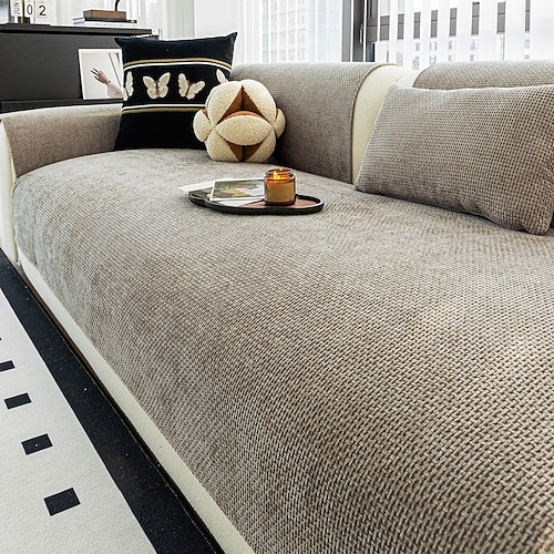 Robustes Sofakissen aus gewebtem Chenille, rutschfeste Jacquard-Sofamatte für alle Jahreszeiten, waschbarer Schutz für Ecksofas Image