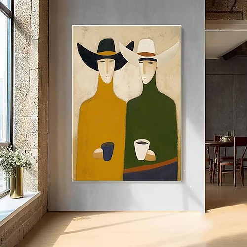 Mintura handgemalte Figuren-Ölgemälde auf Leinwand, moderne abstrakte Wanddekoration für Zuhause und Hotel, gerollt, rahmenlos, ungespannt Image